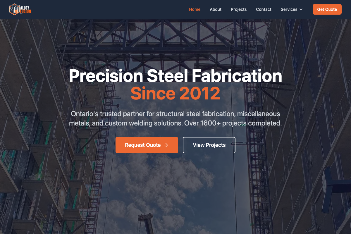 Alloy Fusion website screenshot