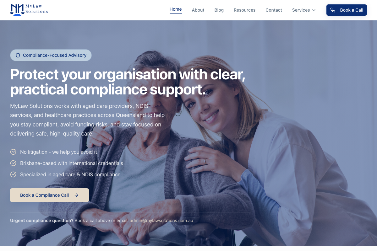 My Law Solutions website screenshot