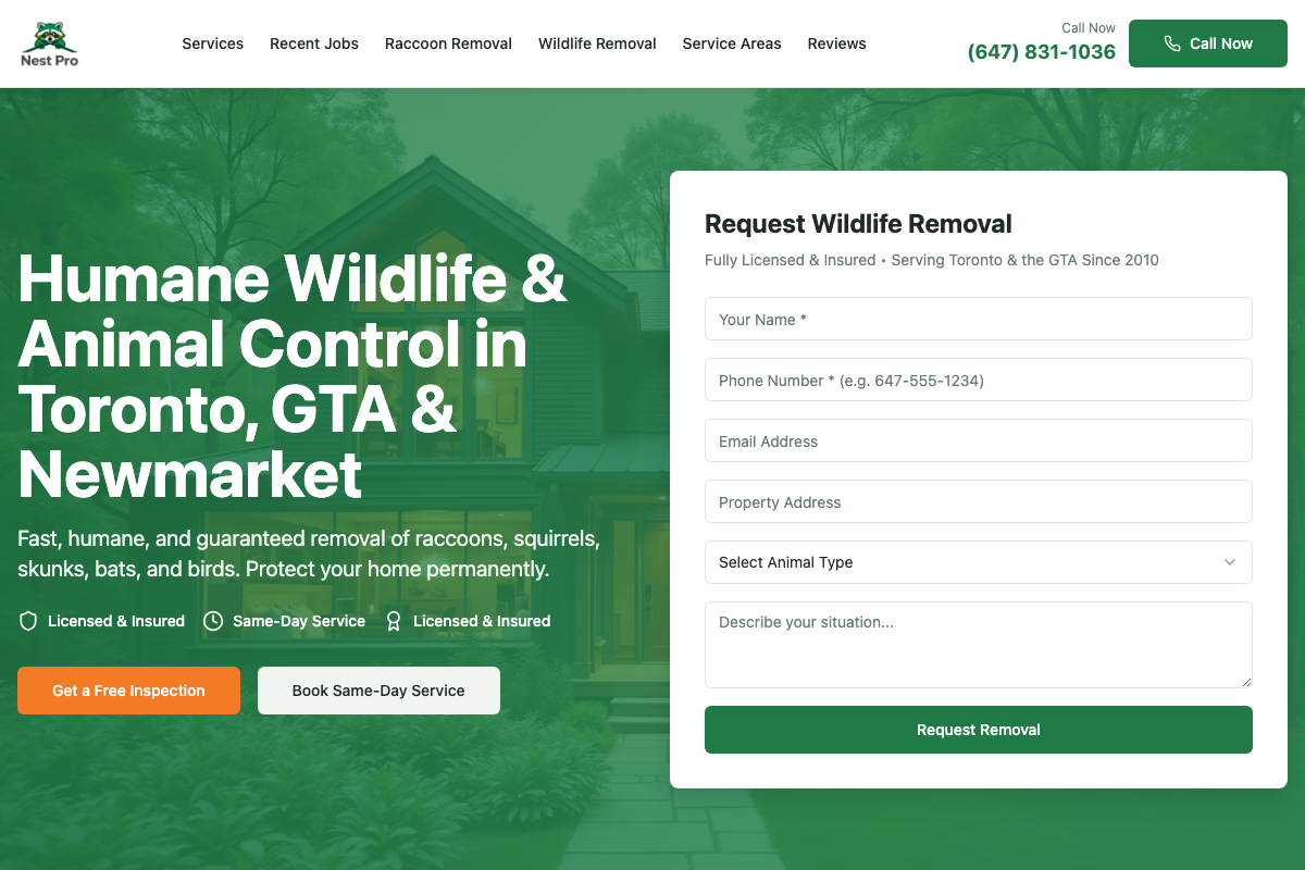 NestPro GTA website screenshot