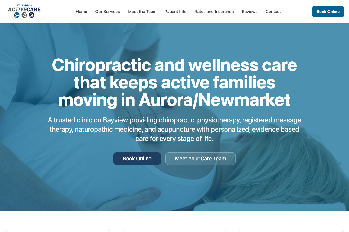 St. John Active Care website screenshot